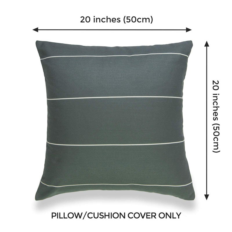 Hofdeco Modern Boho Decorative Throw Pillow Cover Only, for Couch, Sofa, Bed, Moss Green Stripes, 20"x20" - Image 2